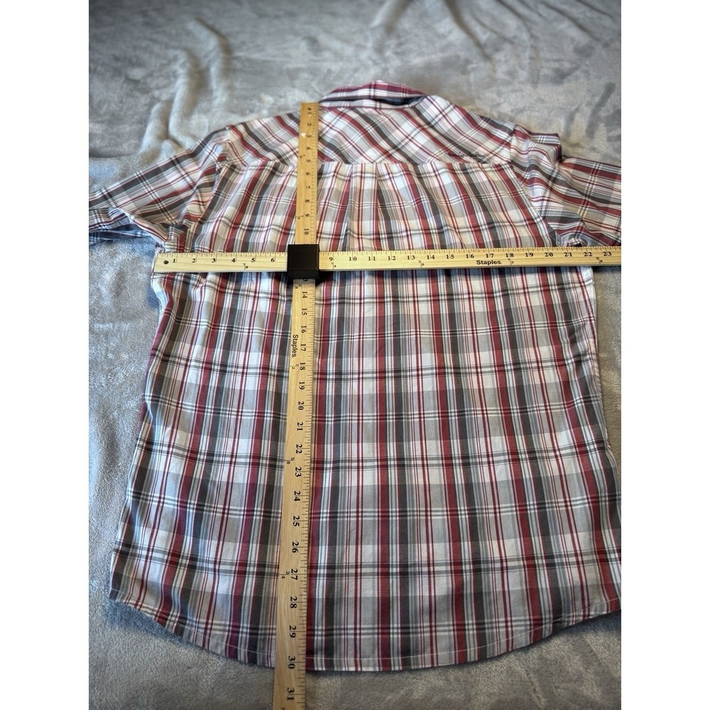 Travis Mathew Button-Up Shirt Large Multicolor Red White Gray-Blue Excellent - Picture 4 of 16